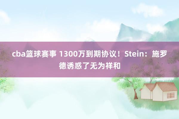 cba篮球赛事 1300万到期协议！Stein：施罗德诱惑了无为祥和